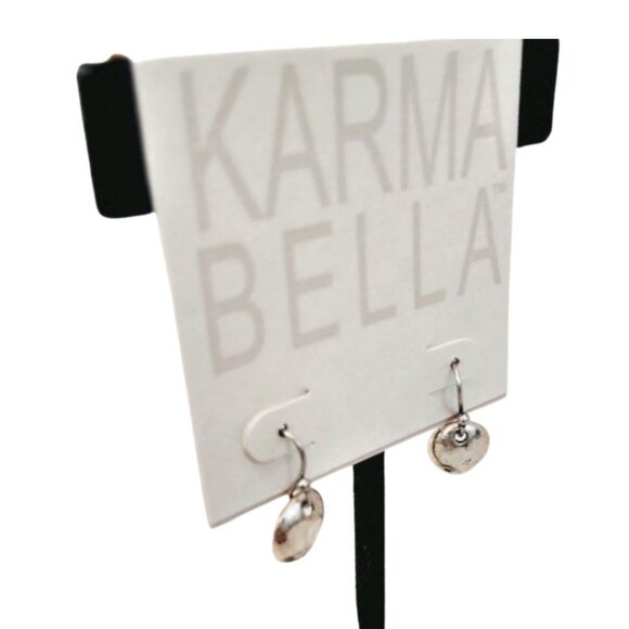 Sleek Karma Bella Dangling Disc 3/4" Charm Silver Tone Drop Earrings JW1527 - Picture 5 of 5